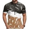 Men's Round Neck Printed Short Sleeve Cycling Jersey Breathable Quick Dry Zipper Front Lightweight Sportswear for Outdoor Riding