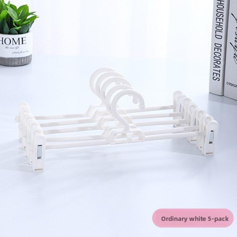 

Регульована вішалка, Вішалка для штанів, Затискач для білизни, Безшовна вішалка для спідниць, Багатофункціональне зберігання 5pcs білий