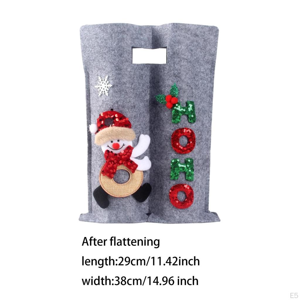 Christmas Wine Bottle Bag Carrier Holding 2 Bottles Grey Handbag Holder Xmas Decorative Drink for