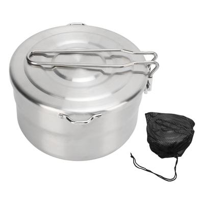1.5L Camping Pot 304 Stainless Steel Folding Handle Stable Camping Cook Pot with Lid for Outdoor