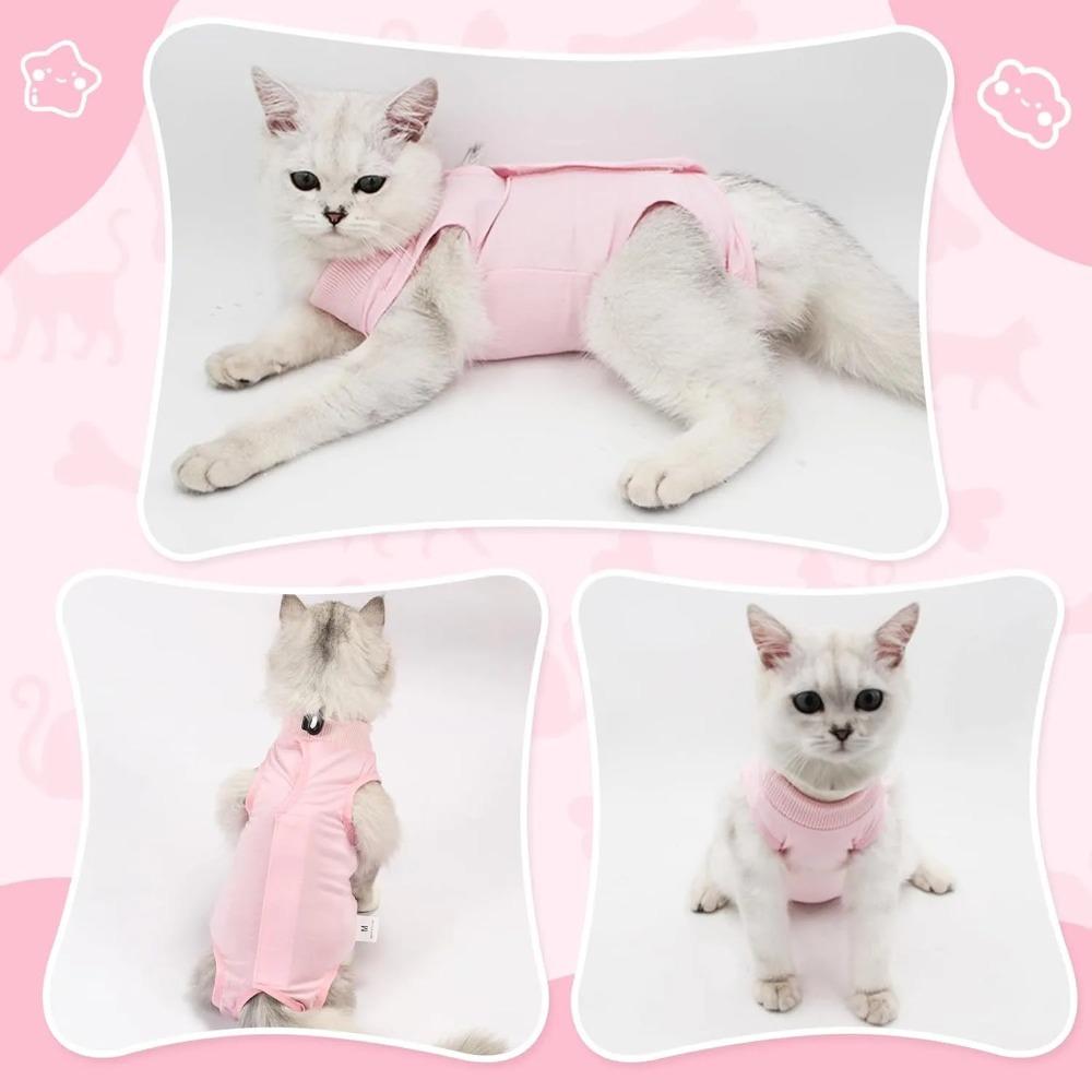 Katzen-Operations-Erholungsanzug - Leckschutz-Einteiler für Bauchwunden, Erholungs-Bodysuit für Katzen & Kätzchen nach Kastration/Sterilisation