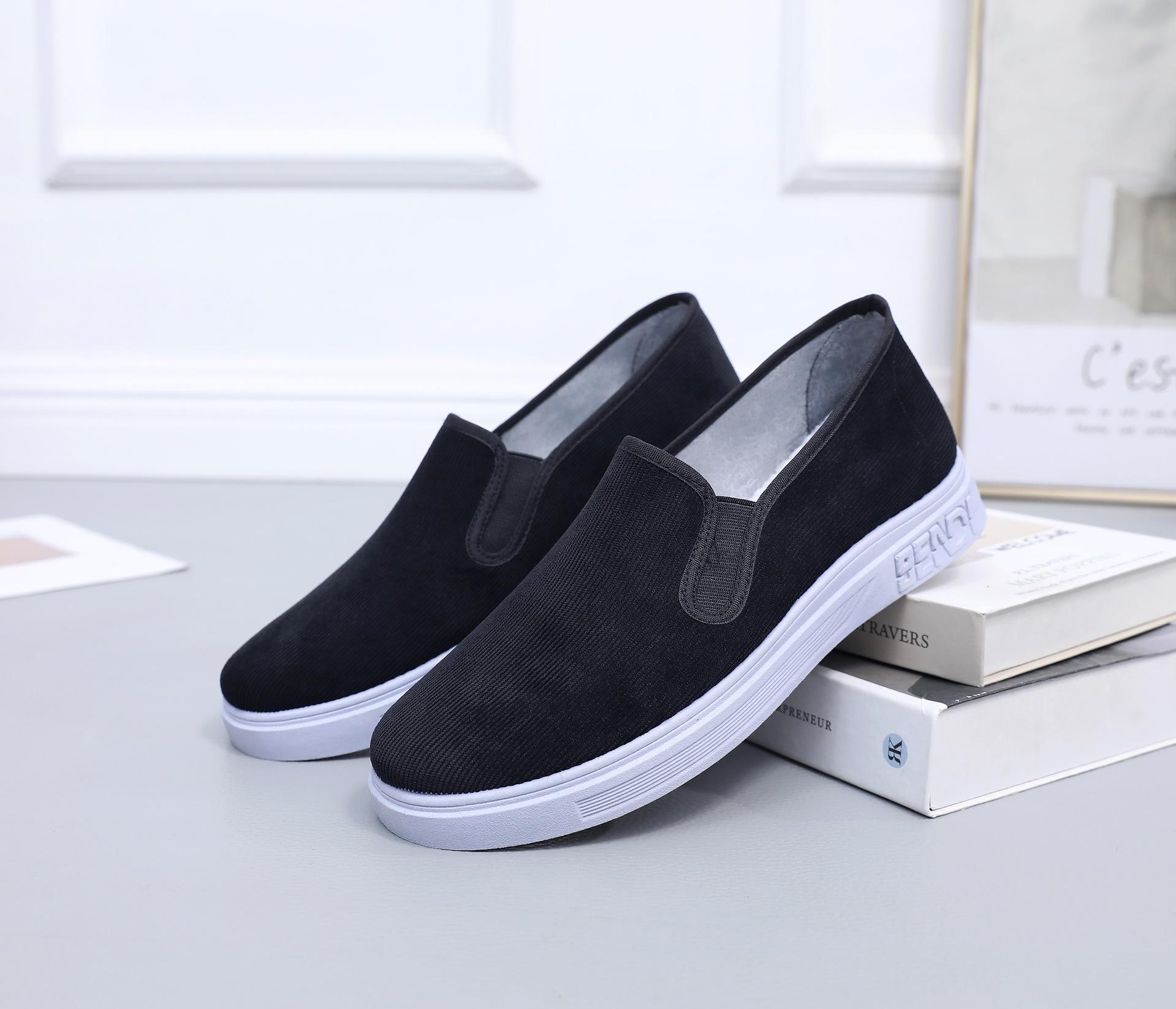 

****** и летние повседневные туфли в китайском стиле из старой ткани *******, мужские туфли с одной педалью, на нескользящей вельветовой подошве в стиле ретро, мужские туфли 39 чёрный