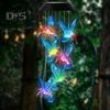 Clopoței de vânt în formă de colibri fluture agățat pandantiv impermeabil cu energie solară automată iluminată clopoței de vânt decorare în aer liber