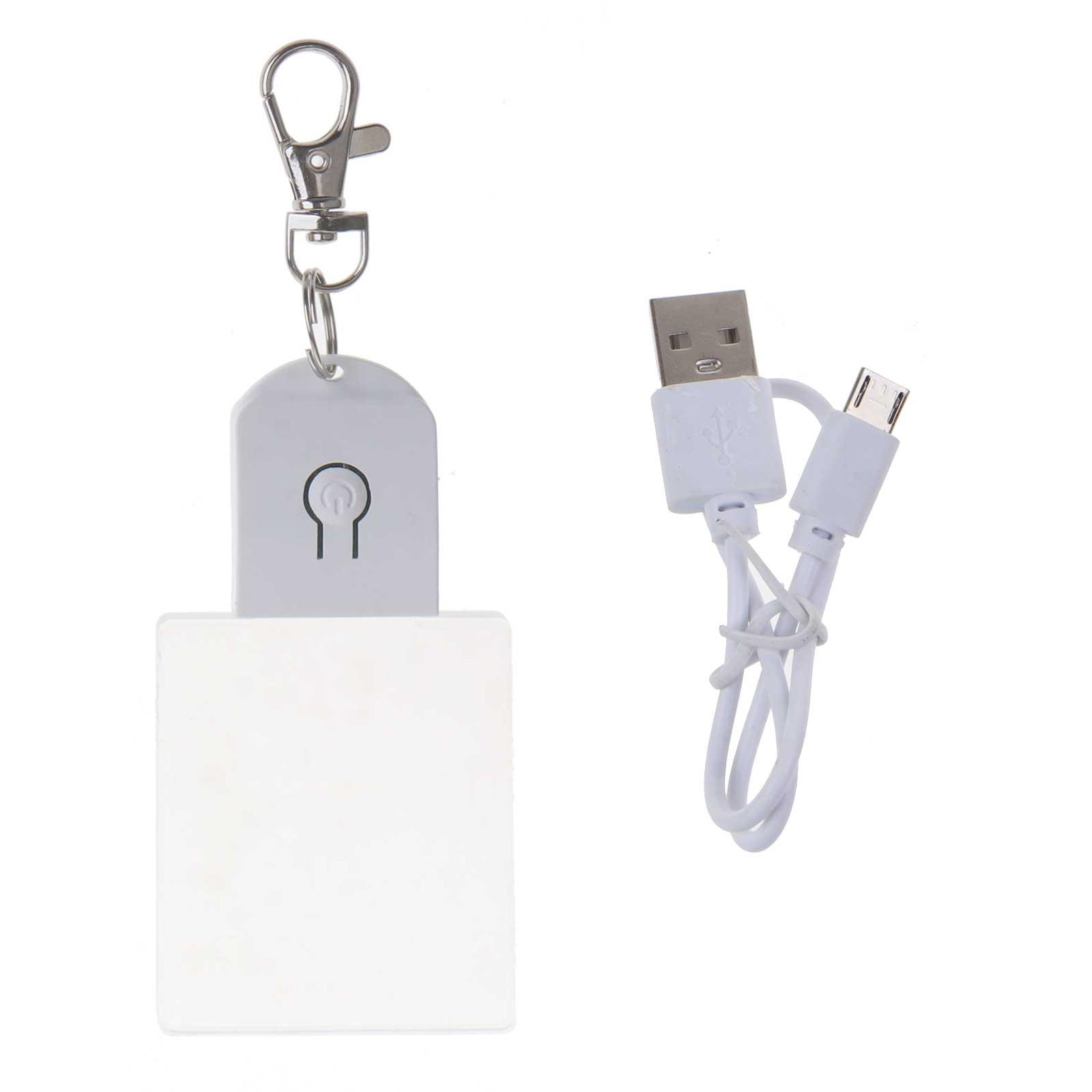 Rechargeable Acrylic Keychain Flashlight Round Acrylic Luminous Pendant Keychain