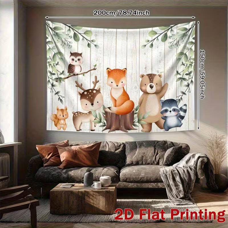 2D Rustic Woodland Creatures Background Banner for Kids' Photo Shoot