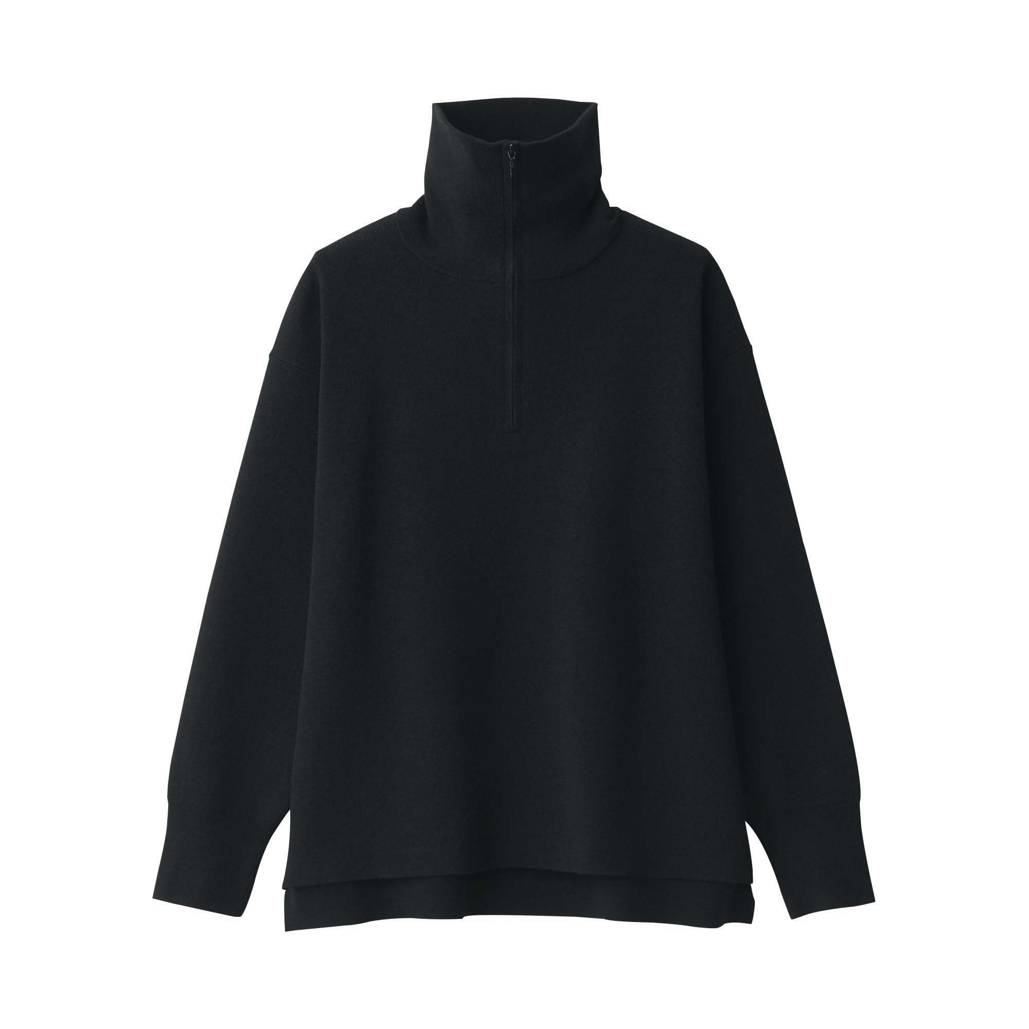 

MUJI Washable Milan Rib Knit Size BA1OZA4A Women s Half-Zip Sweater, Black, L, чёрный