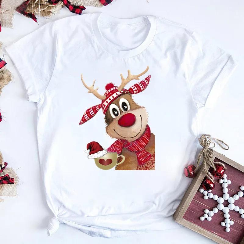 Women Tshirts Merry Christmas Tree Print Red Top Femal New Clothing Short Sleeve Fashion Harajuku Kawaii T-shirt Y2K Clothing