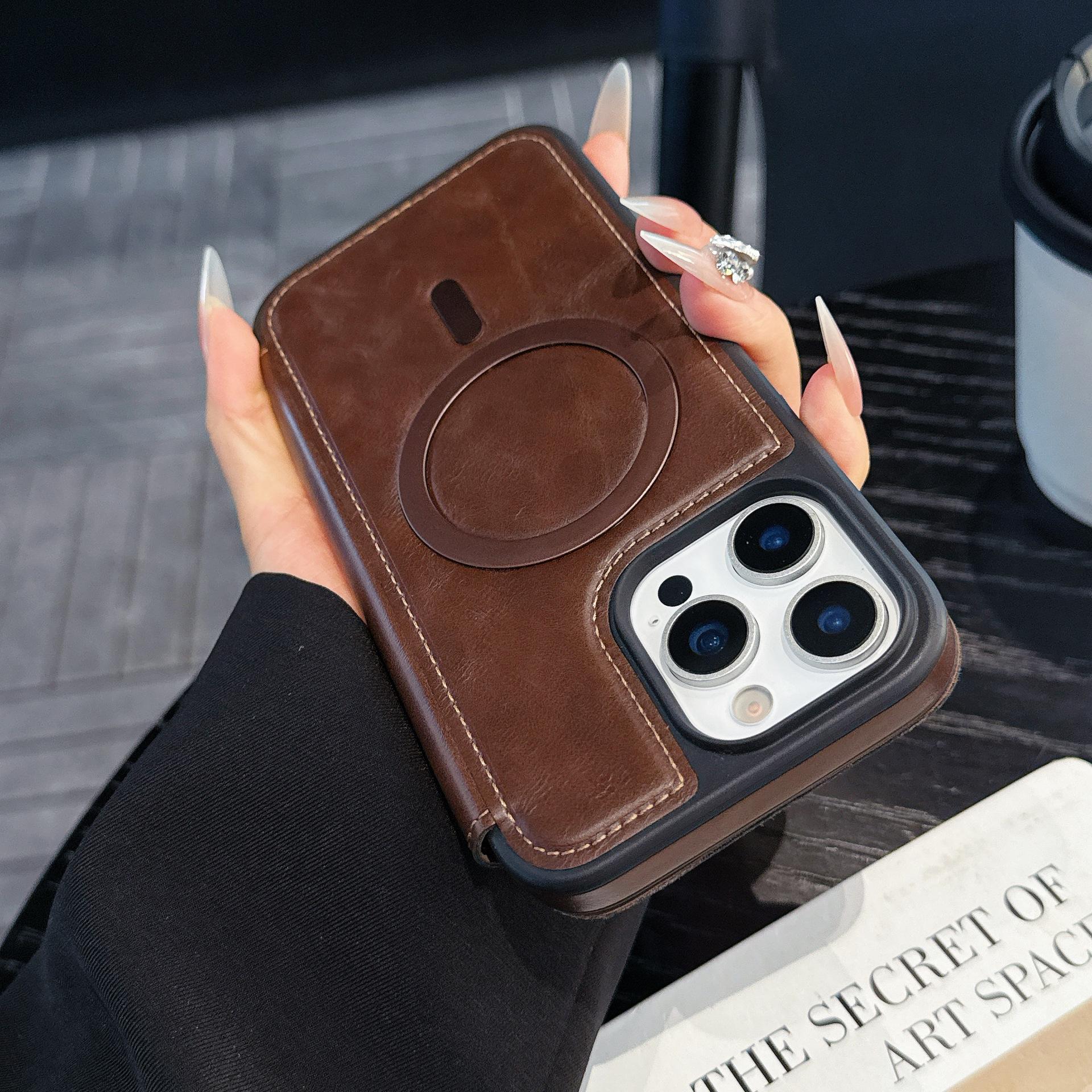 

New for IPhone 16e Insert Card Phone Case for Apple 15 Promax Shield Magnetic Flip Leather Cover For iPhone11Promax