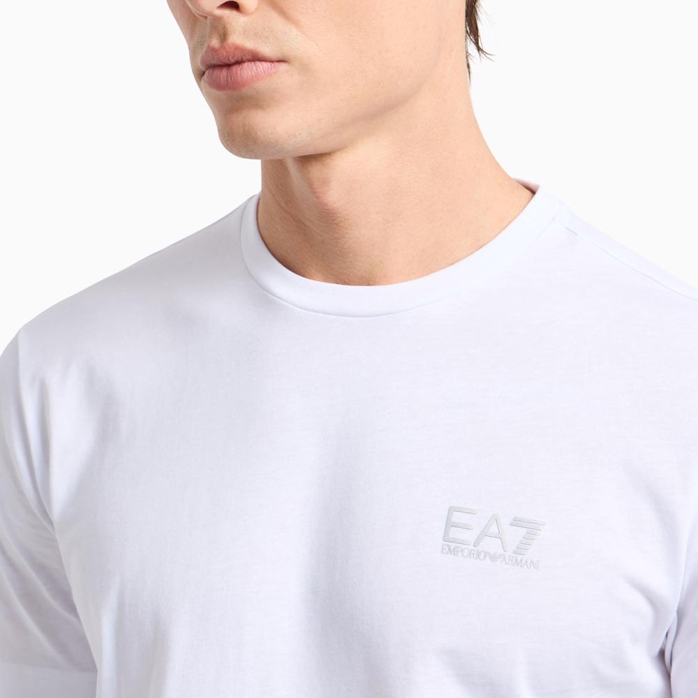 Emporio Armani EA7 SS25 Cotton Crew Neck Short Sleeve T-Shirt With Small Logo Men tops White 8NPT25-PJVPZ-0100