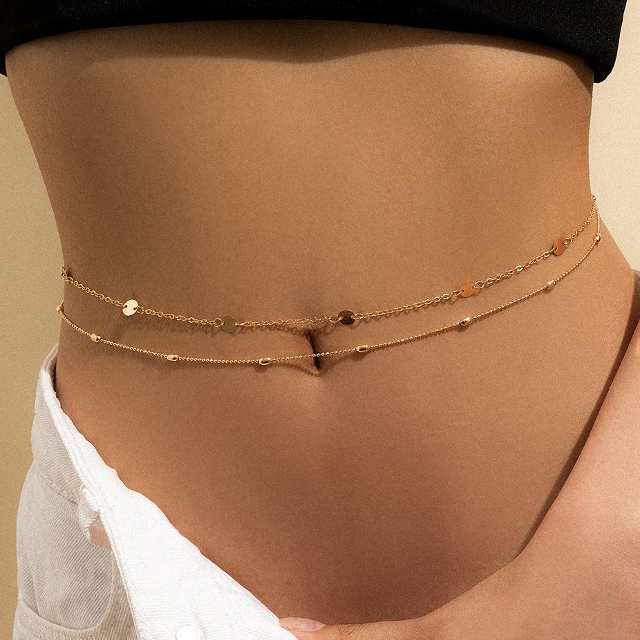 Ingemark Sexy Flat Snake Chain Waist Belly Belt for Women Summer Beach Bikinis Simple Body Chain Festival Zircon Accessories