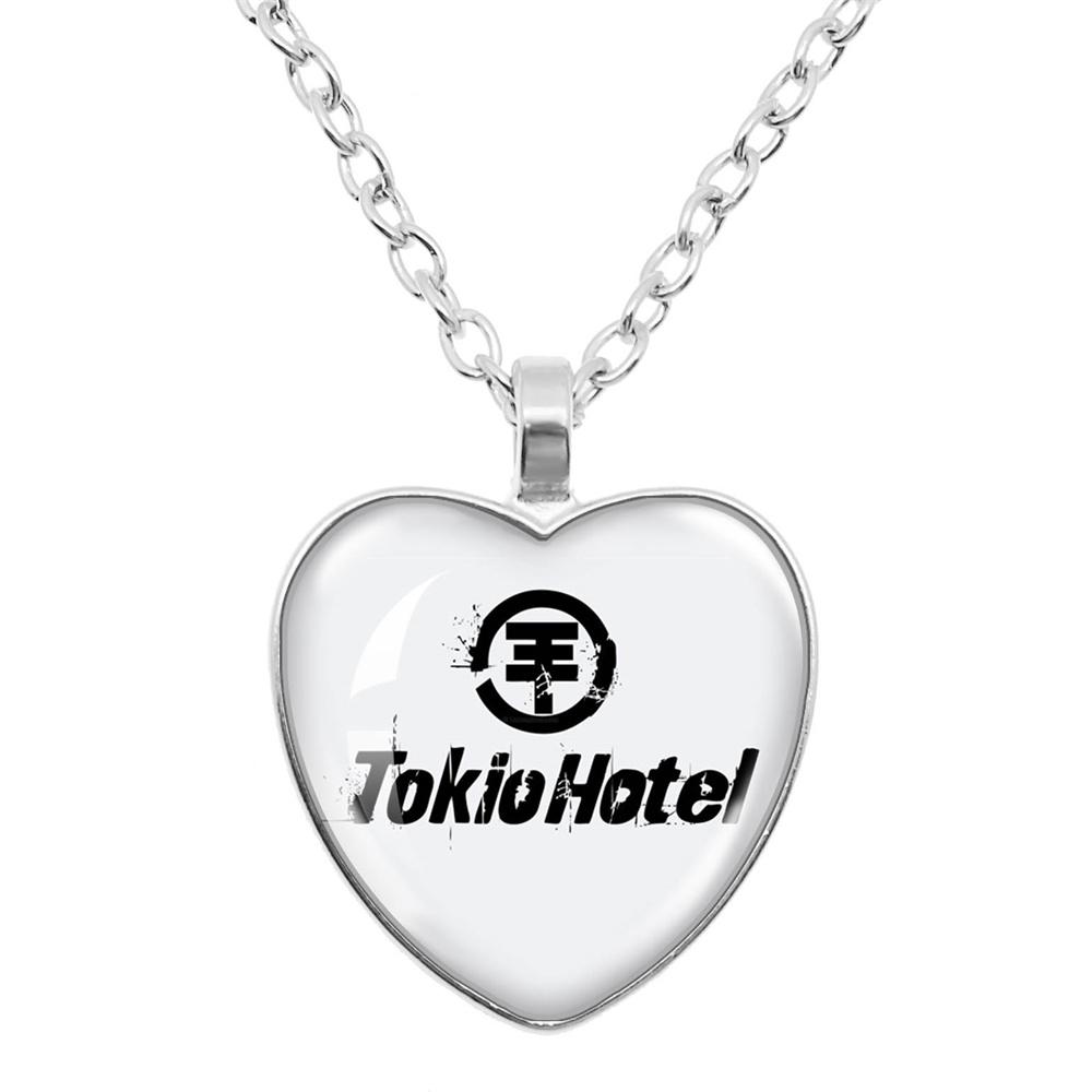 Tokio Hotel Anhänger Halskette Rockband Bill Kaulitz Musik Sänger Bild Glas Herzform Halskette Schmuck Charme Fans Geschenk