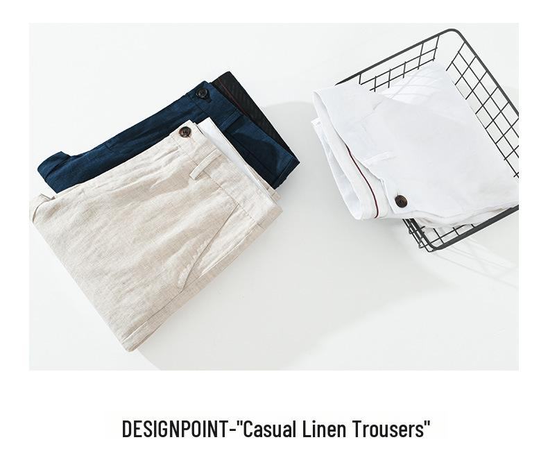 Herren Leinen Frühling-Herbst Business Casual Gerade Hose Modetrend