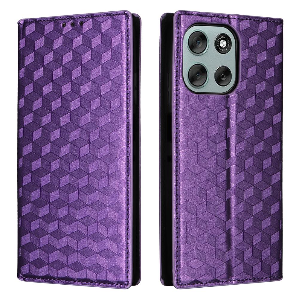 For Motorola Moto G56 5G Case Wallet Rhombus Imprinted Leather Phone Cover