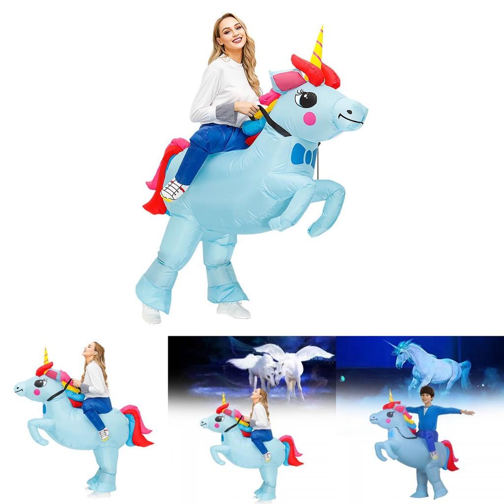 Adorable Light Blue Unicorn Pony Cartoon Costume For Halloween Festivities