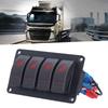 4 Gang Rocker Switch Panel LED Backlight 5‑Pin Overheat Protection for 12V/24V Vehicle Marine Yacht BoatRed Light