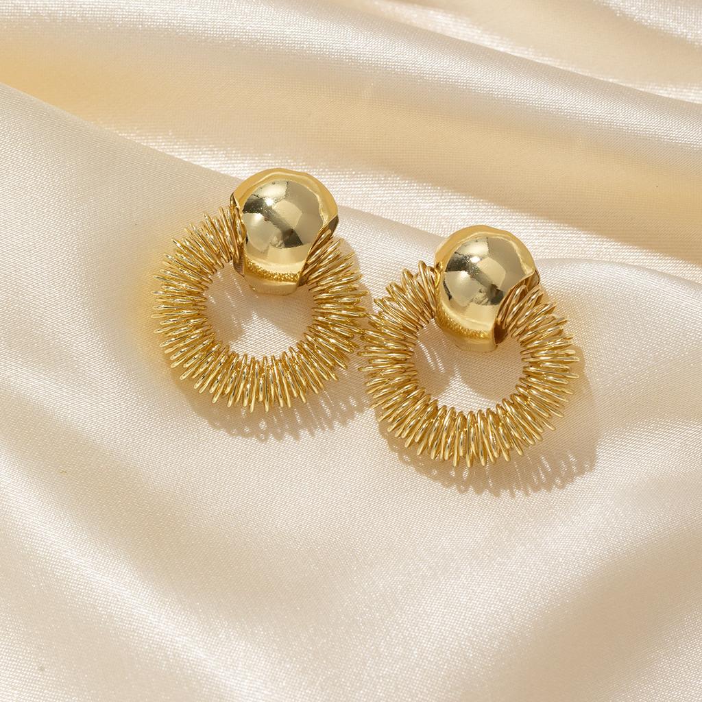 Fashion Metal Multilayer Round Drop Earrings For Women Exaggerated Geometric Hollow Personality Earrings Jewelry Party Gifts