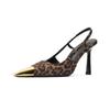 Fashion Women’s Leopard Print Slingback High Heels with Golden Pointed Toe – Stylish Fashion Footwear, Hot Sale for Party & Daily Wear