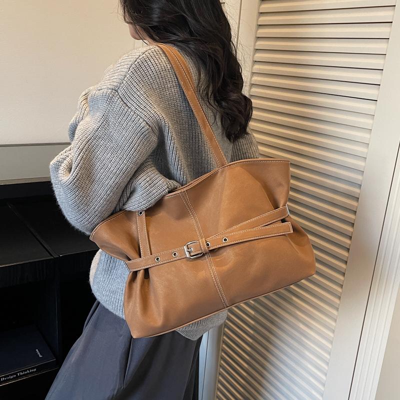 Borsa da donna vintage autunnale e invernale, grande capacità, borsa a tracolla in pelle scamosciata, tinta unita, semplice, casual, borsa da pendolare, borse retrò