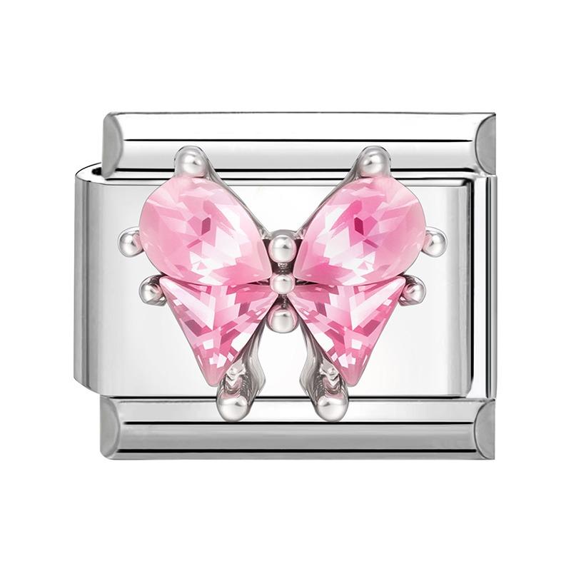 Zircon Star Heart Bow Moon Cherry Moon Italian Charm Links Fit 9mm Stainless Steel Bracelet Women Jewelry DIY Making Gifts