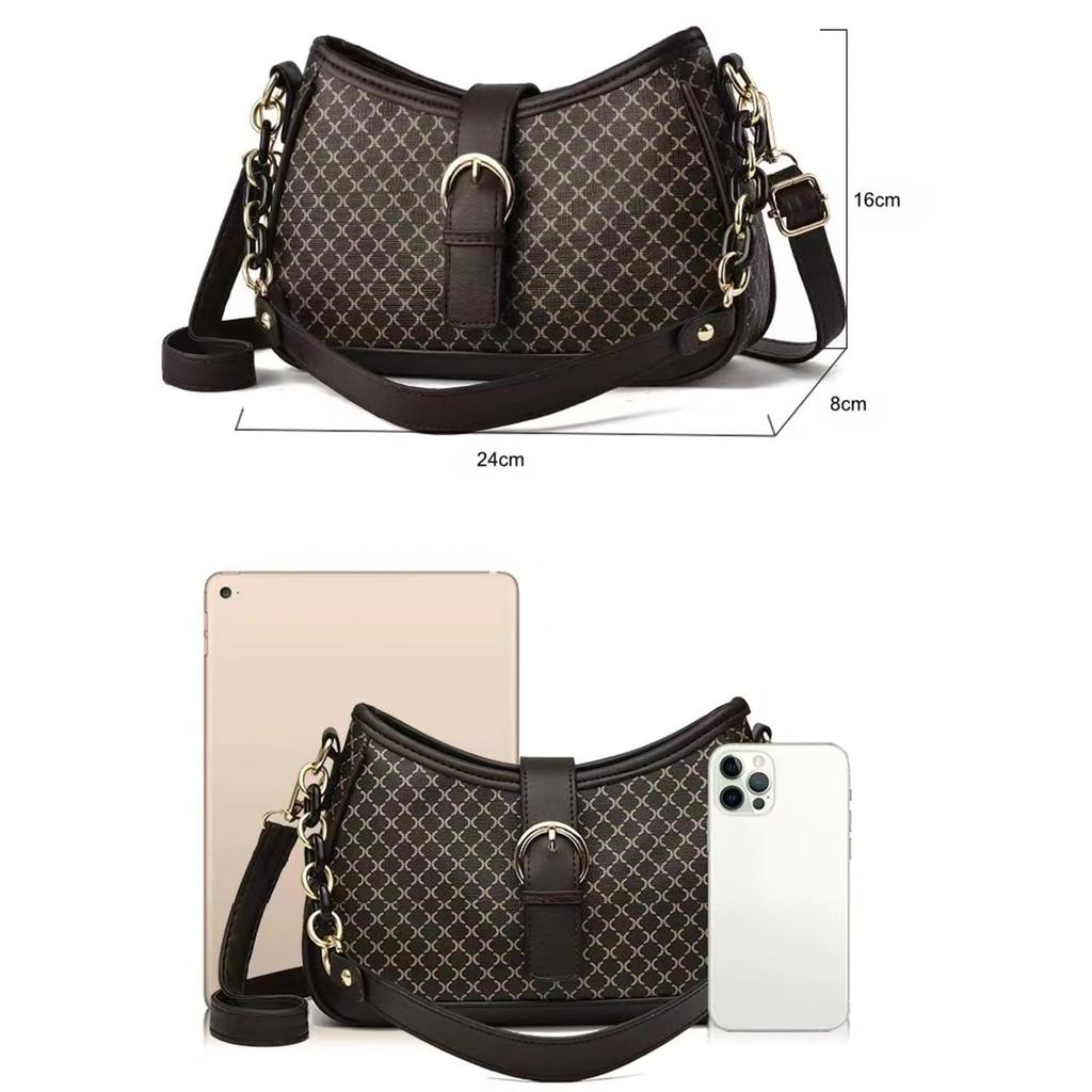 Welltude Women's Shoulder Bag, Small Mini Bag, Pochette, Mini Shoulder Bag, 2505 (Black X Light Brown)