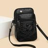 New Women's Messenger Bag Simple Mobile Phone Bag Retro Printed Shoulder Satchel Soft Leather Texture Small Square Bag