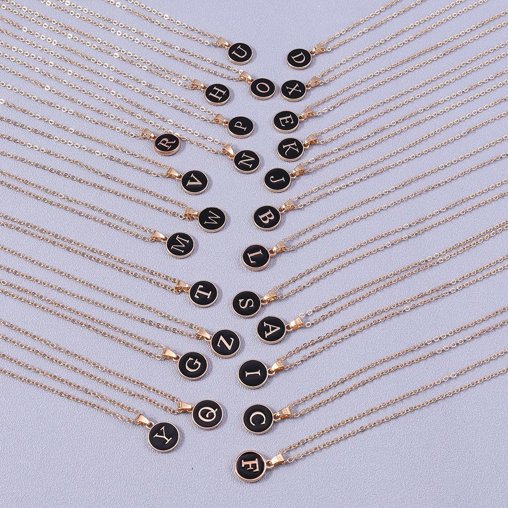 Fashion Enamel Initials Letter Pendant Necklace for Women Girls A-Z Alphabet Name Necklace Birthday Jewelry Gift