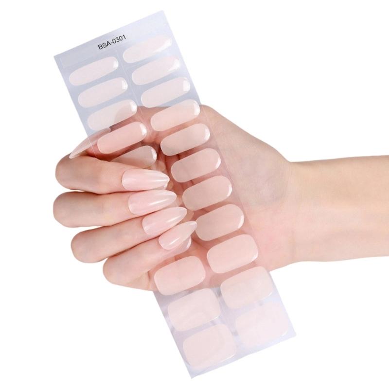 1Set Gel Nail Stickers 22pcs Color Variety Nail Art Set Full Nails Wraps for Women Easy to Apply