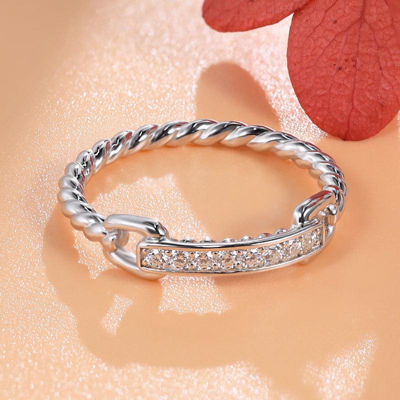 S925 Sterling Silver Moissanite Pavé Ring - Versatile Stackable Women's Design