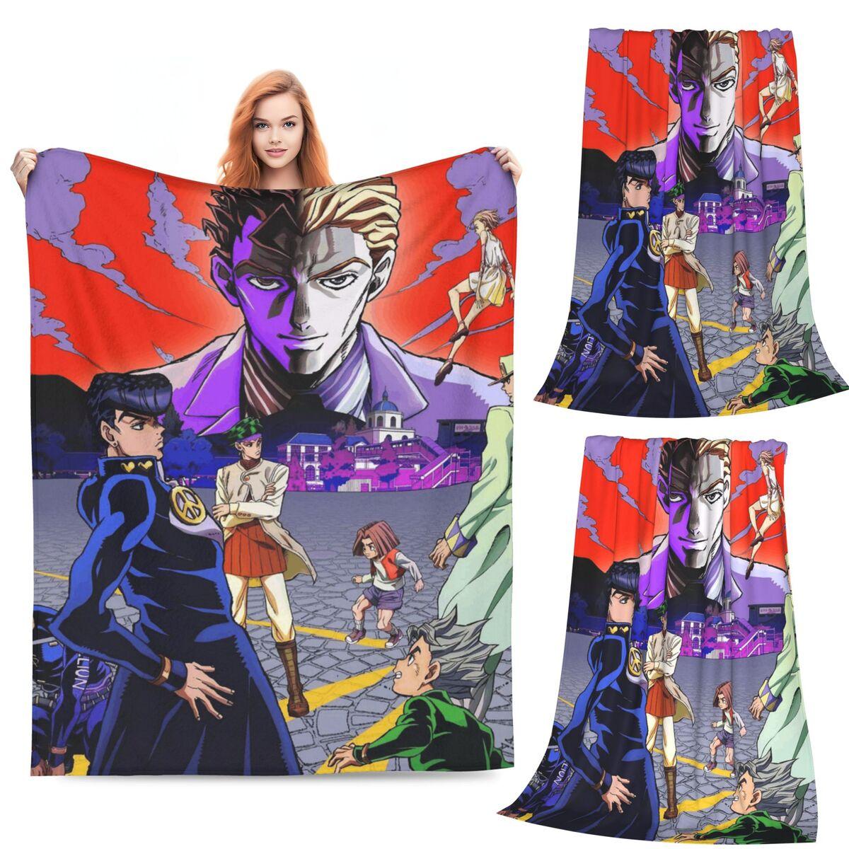 

Anime JOJO HD ART Blankets Soft Warm Flannel Throw Blanket Plush for Bed Living room Picnic Travel Home Sofa 80x120cm