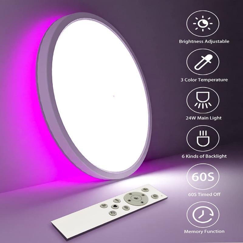 Backlight RGBCW Three-color Remote Control Dimming Hot-selling, Bedroom, Living Room LED Ultra-thin Atmosphere Ceiling Light