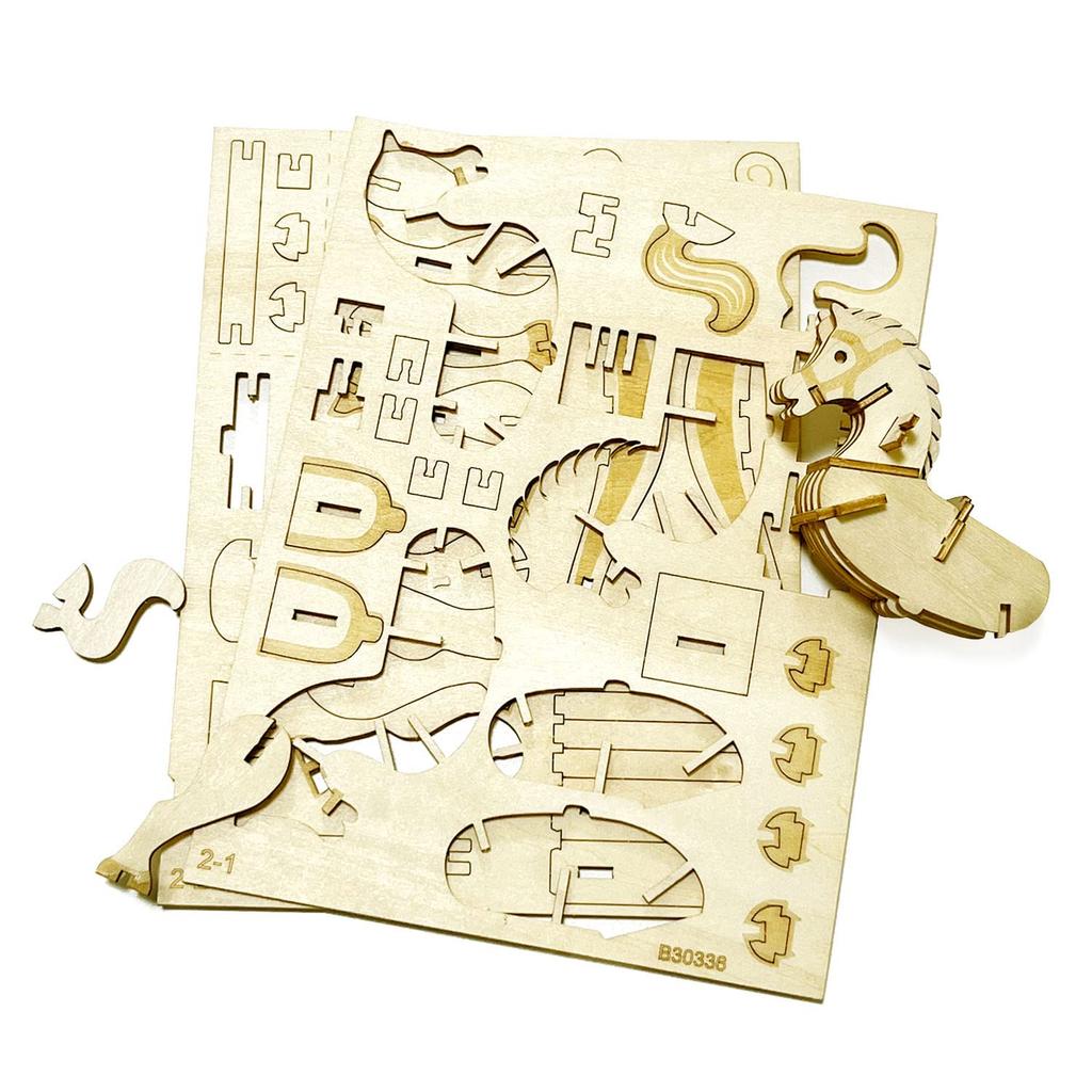 Rocking Horse A wooden 3D puzzle DIY craft kit that can be enjoyed by elementary school children to adults An educational toy for boys and girls A
