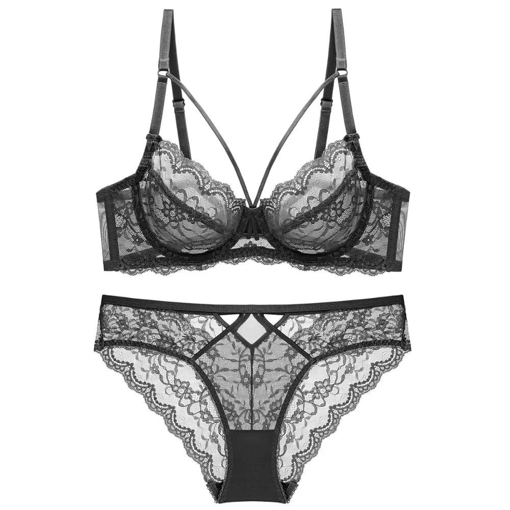 TERMEZY New Lace Bra Set Push Up Bras and Panty Set Classic Bandage Underwire Lingerie Set Sexy Ultrathin Underwear