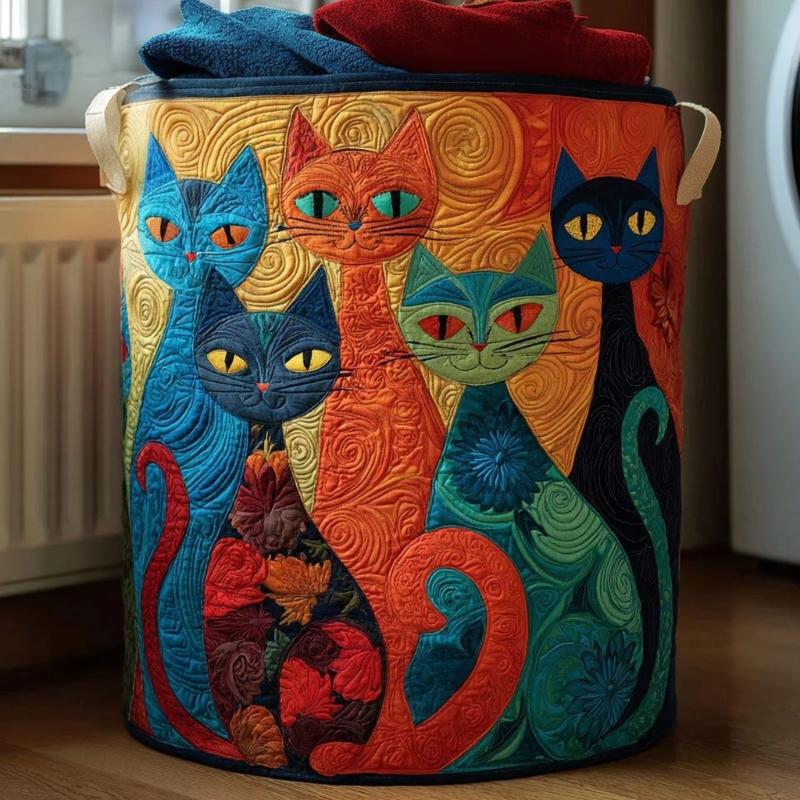 Laundry Basket With Carry Handles, Quilted Polyester Hamper for Clothes, Towels and Everyday Household Storage Needs