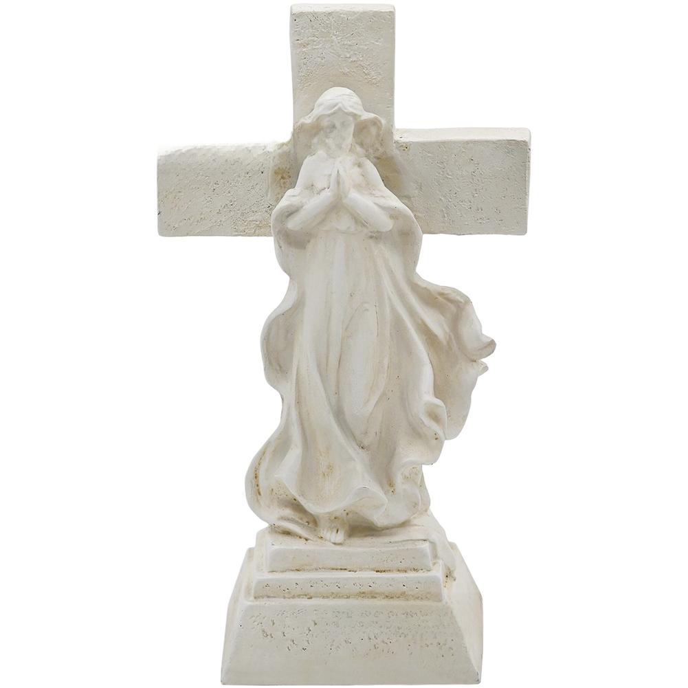 LED Solar Powered Resin Angel Cross Statue for Garden and Memorial Decor Outdoor Use Weather Resistant Material China Mainland