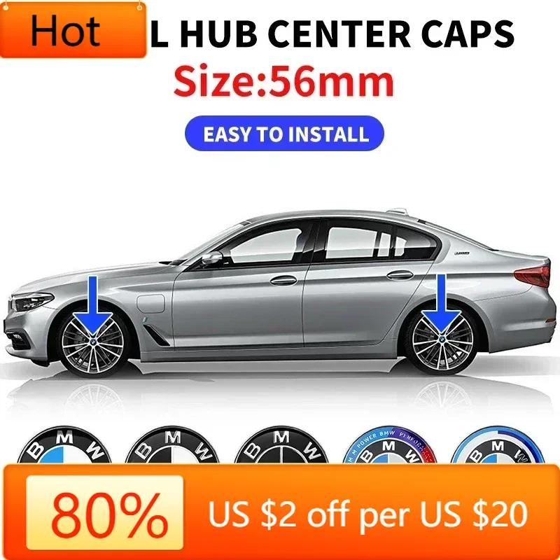 BAIP6 New Hots E60 4pcs 56mm Car Wheel Center Hub Cap Emblem Stickers Styling For BMW M Performance 1 3 5 7 Series X1 X2 X3 X4 X5 X6