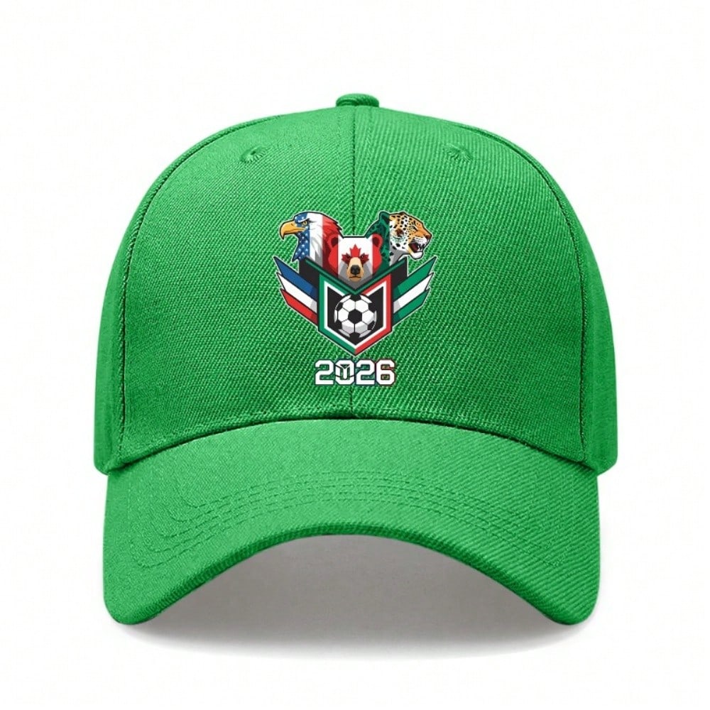 [Patriotic Baseball Cap] 2026 Soccer Theme Print Unisex Adjustable Breathable Lightweight Polyester Hat For Outdoor Sports Festivals Gift - Dad Hat,