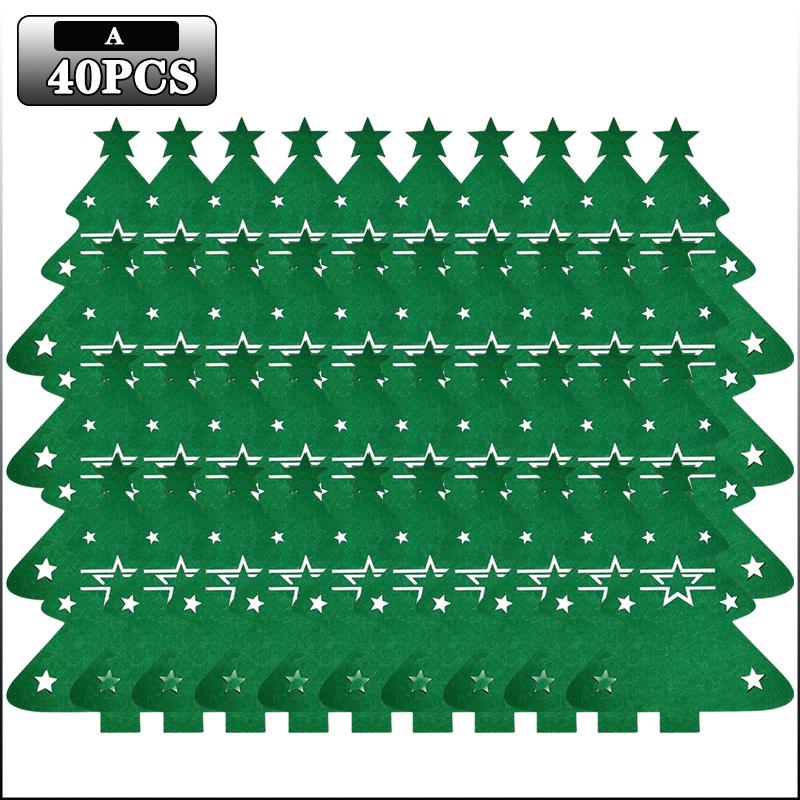 Weihnachtsbaum Besteckhalter Filz Gabel Löffel Tasche Set Festlicher Besteckorganisator für Weihnachtsessen Party Tischdekoration