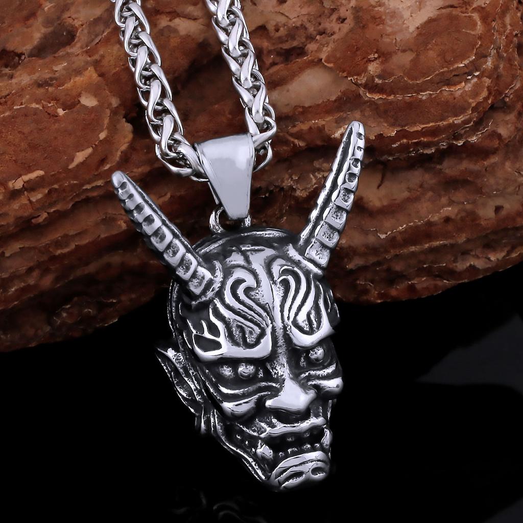 Creativo Collar de Acero Inoxidable 316L Calavera Fantasma Vintage Vikingo para Hombre Moda Neo-Gótica Rock Fiesta Colgante Amuleto Joyería