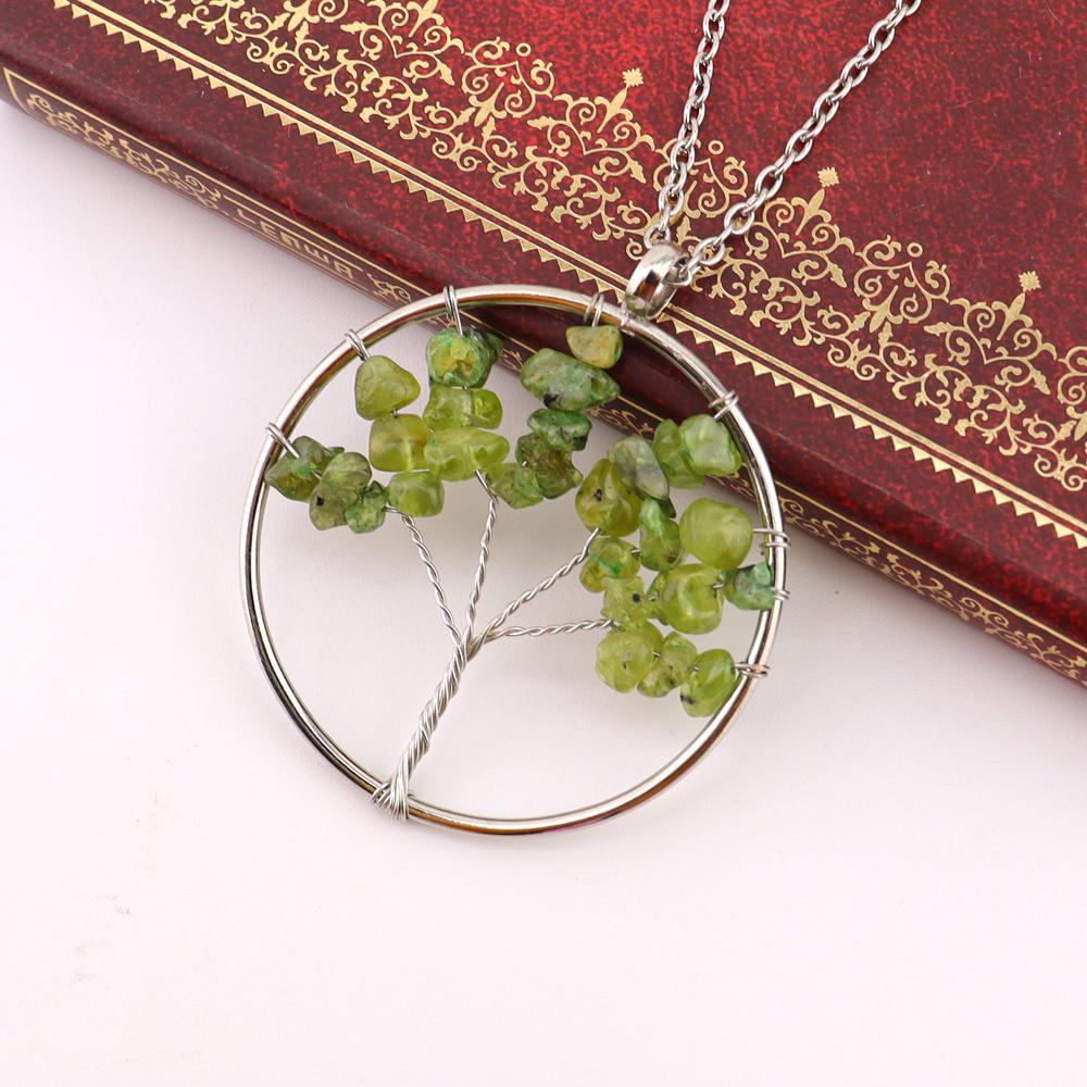 Подвеска-ожерелье «Древо Жизни» с натуральными кристаллами перидота