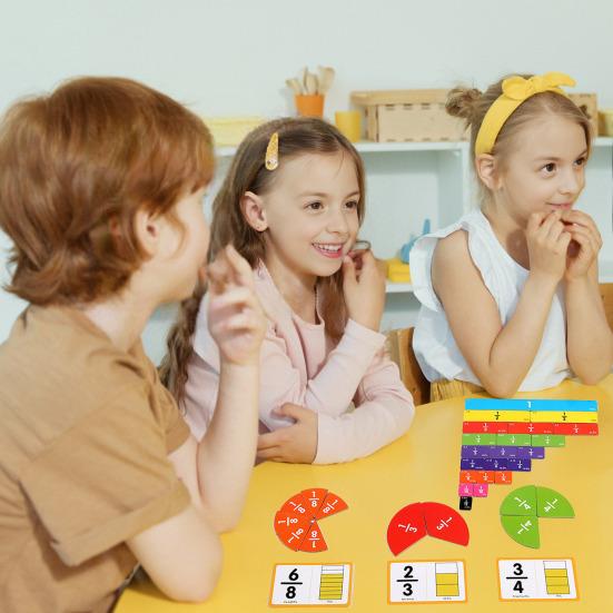 1 Set Fraction Learning Cards Percentage Decimal Fraction Tiles Circles Math Manipulatives Elementary Students Teaching Aid Fraction Puzzle