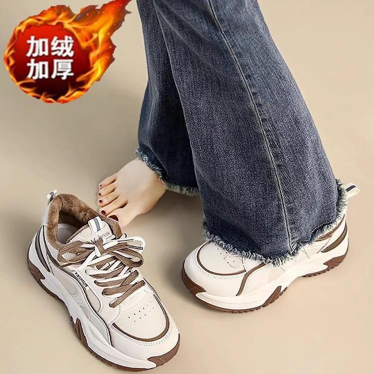 Daddy shoes women's 2025 new winter velvet warm two cotton shoes popular women's sports platform casual women's shoes