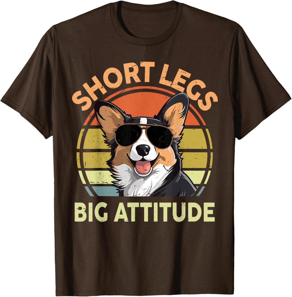 Short Legs Big Attitude Corgi Dog Graphic Tee Unisexs Breathable Casual TShirt