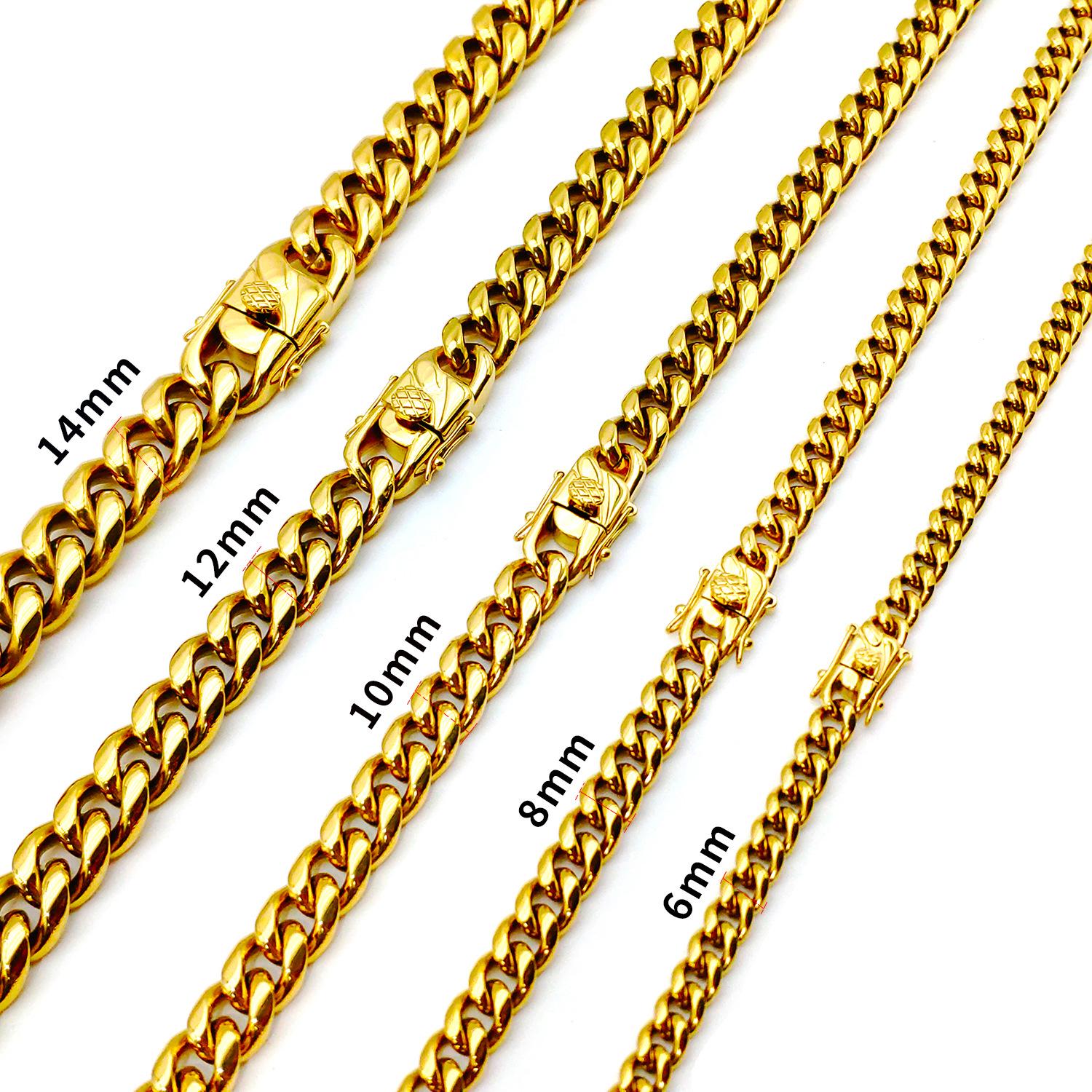 Мужская Хип-Хоп Круглая Полированная Титановая Сталь Кубинская Цепь Ожерелье Bracelet 19cm