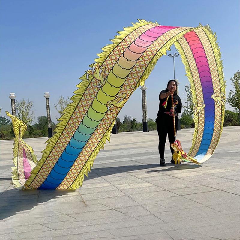 6/8/10m 3D Quadrado Fitness Dança do Dragão Vermelho Adulto Ano Novo Chinês Dança do Dragão Fita Adereços de Performance de Palco Liderando