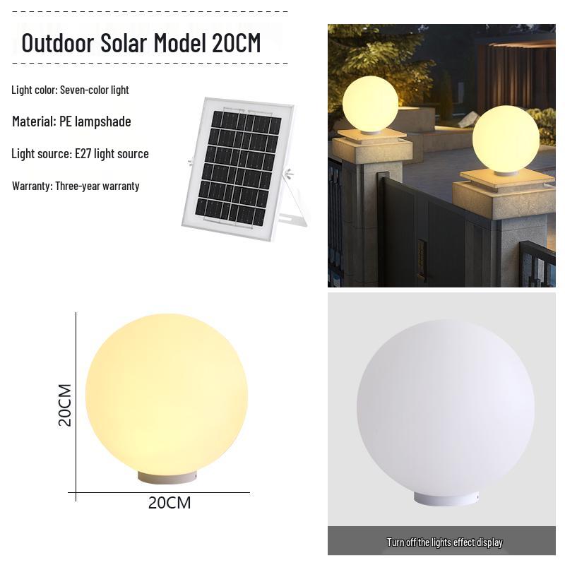 Wasserdichte Solar-Gartenpfostenleuchten - Runde Kugel für Außenpfosten und Zäune
