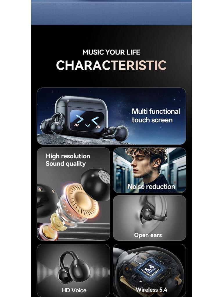 TK Bestseller Clip-on Smart Earbuds: AI Translation, Touchscreen, Bluetooth, True Wireless Sports