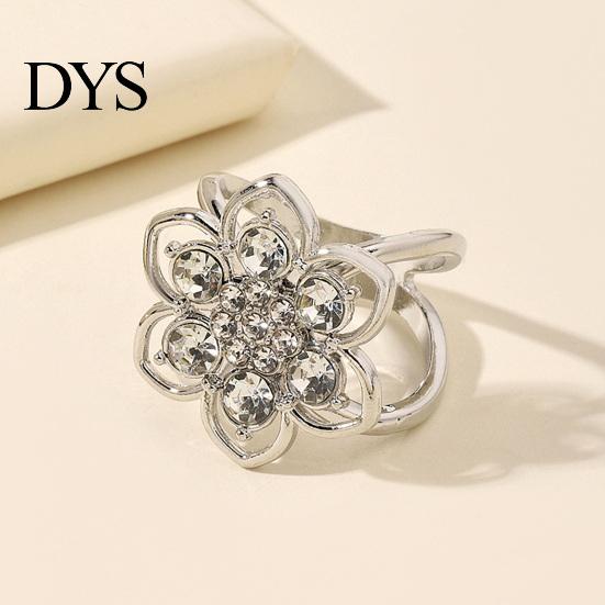 Elegant Scarf Clip Rhinestone Flower Ring, Six Petal Sparkly Holder Sparkling for Women Shirts Silk Scarves Shawls Floral Accessory