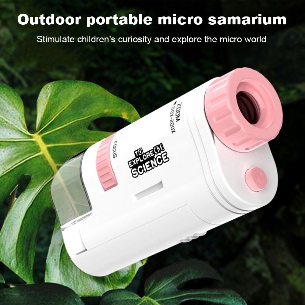 Handheld Pocket Microscope 80-200X Electric Mini Microscope High Definition Science Microscope Battery Powered Microscope