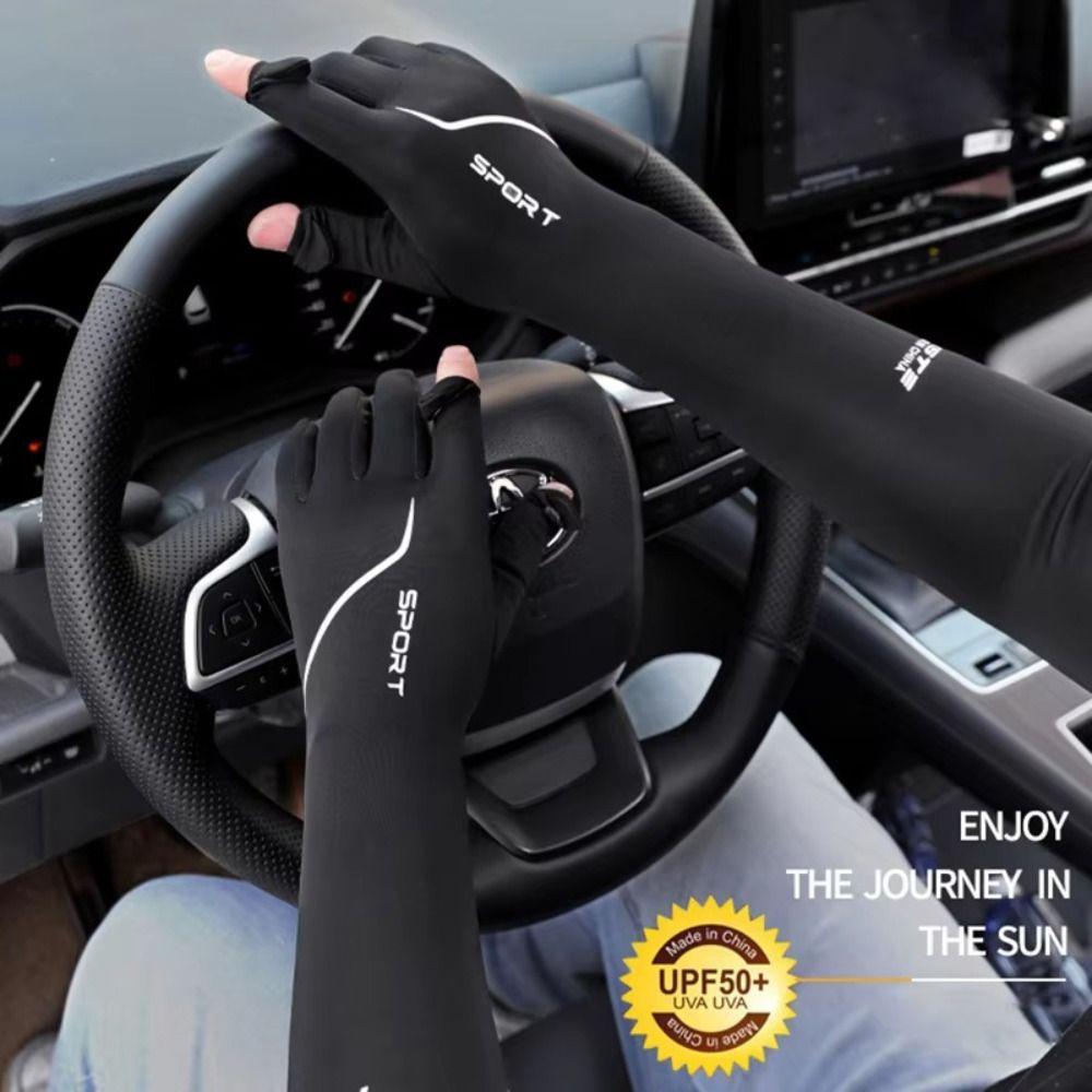 Breathable Long Arm Sleeves Cooling Ice Silk Sleeves Quick-Dry Sun Protection Sleeves Fishing