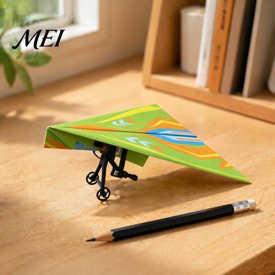 Indoor Outdoor Aircraft Toy Remote Control Paper Airplane Kit, with Gyro Stabilizer, Dual Propellers, DIY Electric 2.4G Glider RC Plane Set,